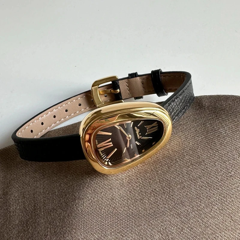 Montres en cuir à quartz pour femmes, montre-bracelet créative pour dames, marque de luxe, haute qualité, salle, cadeau, nouveau