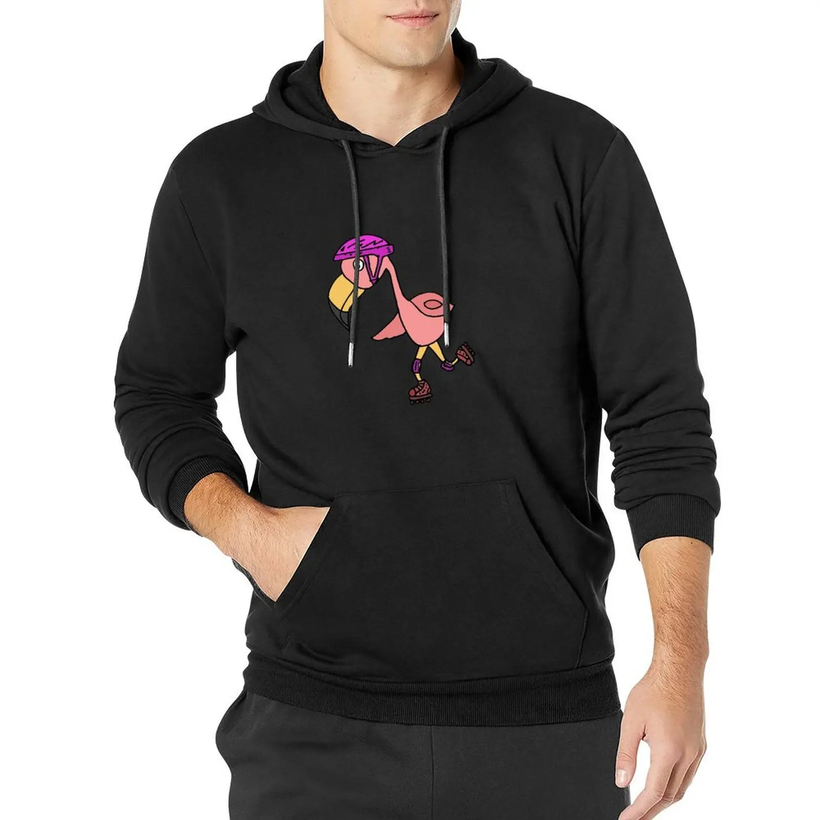 Cool Flamingo Rollerblading Pullover Hoodie clothes for men new in hoodies & sweatshirts