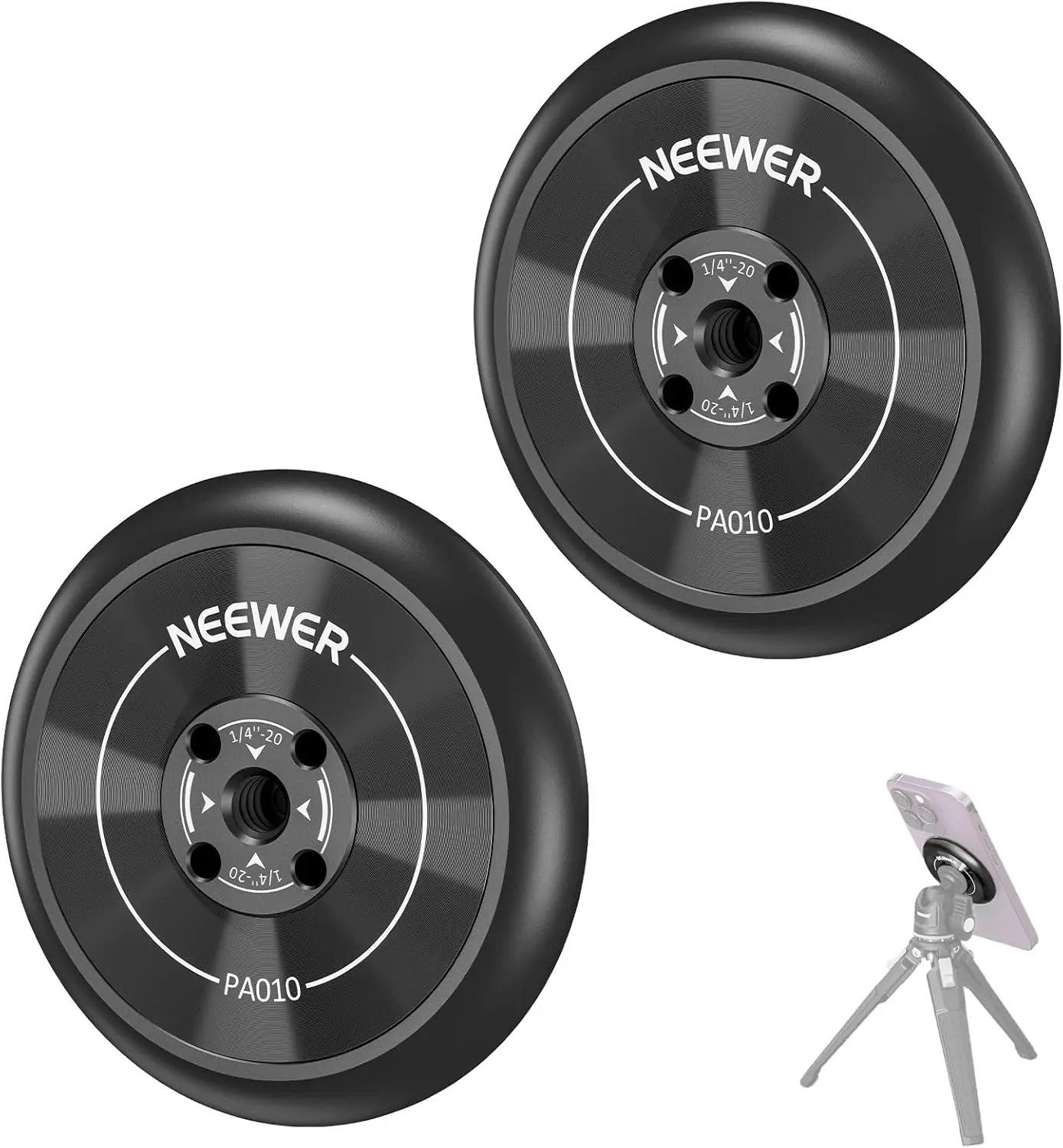 Magnetic Phone Tripod Mount Adapter with Adhesive Magnetic Ring 2 Pack Compatible with MagSafe iPhone 16 15 Pro Max Plus