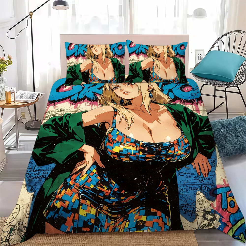 N-Naruto Fashion Girl Duvet Cover Set Home Style Bedding Soft Laundry Cotton Bed 3 Piece Set Student Dormitory Gift