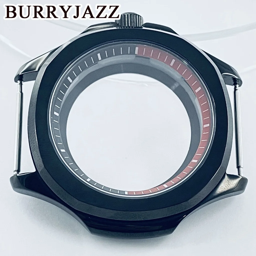 BURRYJAZZ 40 مللي متر NH35 NH36 NH34 NH38 NH70 NH72 ساعة حافظة مقاوم للماء الياقوت الزجاج ساعة سوداء