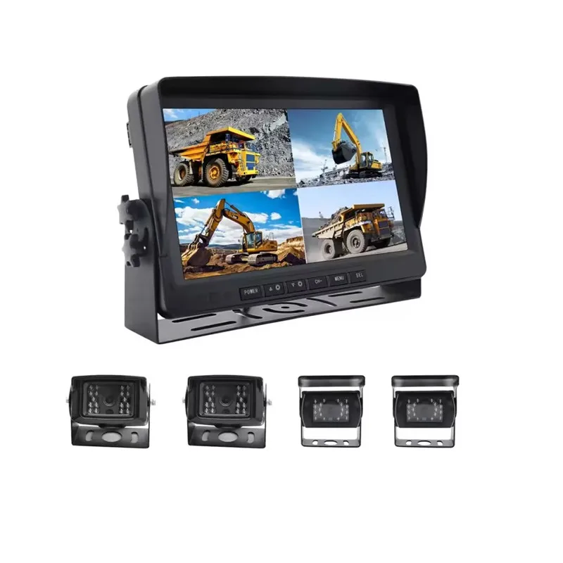 High-Tech 9 Inch TFT Screen Monitor DVR for Truck Bus 4-Channel AHD1080P/720P Backup Camera System Waterproof Split Screen