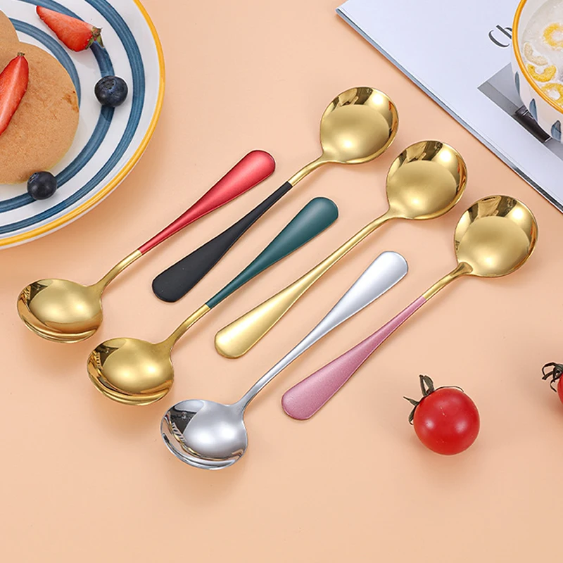 1Pc Stainless Steel Korean Spoon Household Kitchen Spoon Capacity Gold Silver Mirror Polished Cutlery Coffee Cutlery