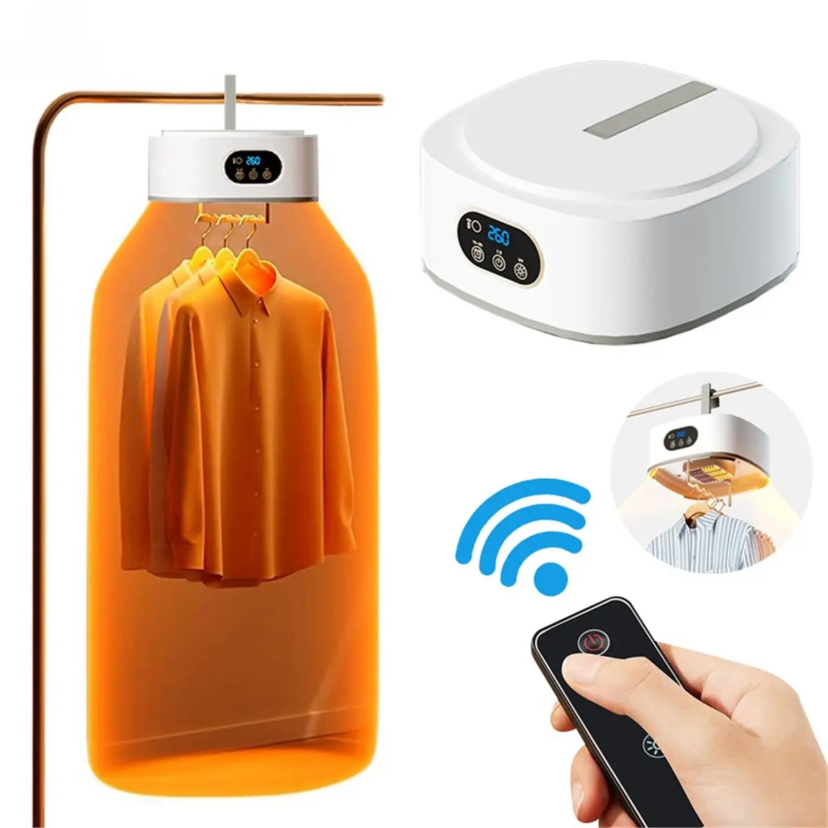 

B21B Portable Clothing Dryer Electric Clothes Dryer Folding Portable Clothes Dryer Laundry Dryer with Remote Control A EU Plug