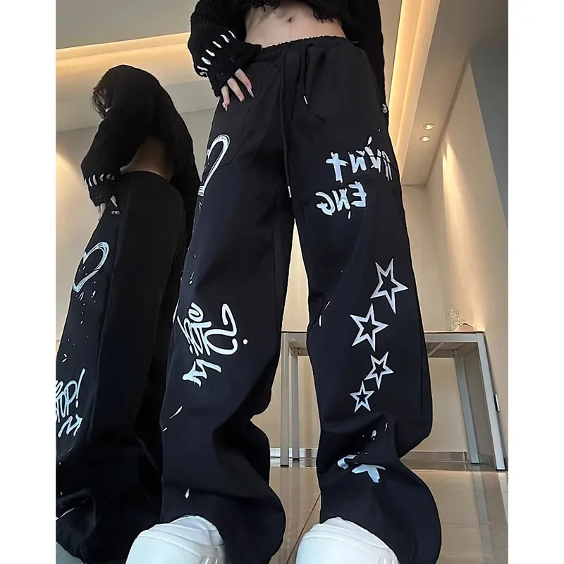 

Pop Dopamine Paper Paratrooper Pants Lady Female Insiche Loose Wide Leg Drawstring Casual Long Pantspants Oversized Girl Pant