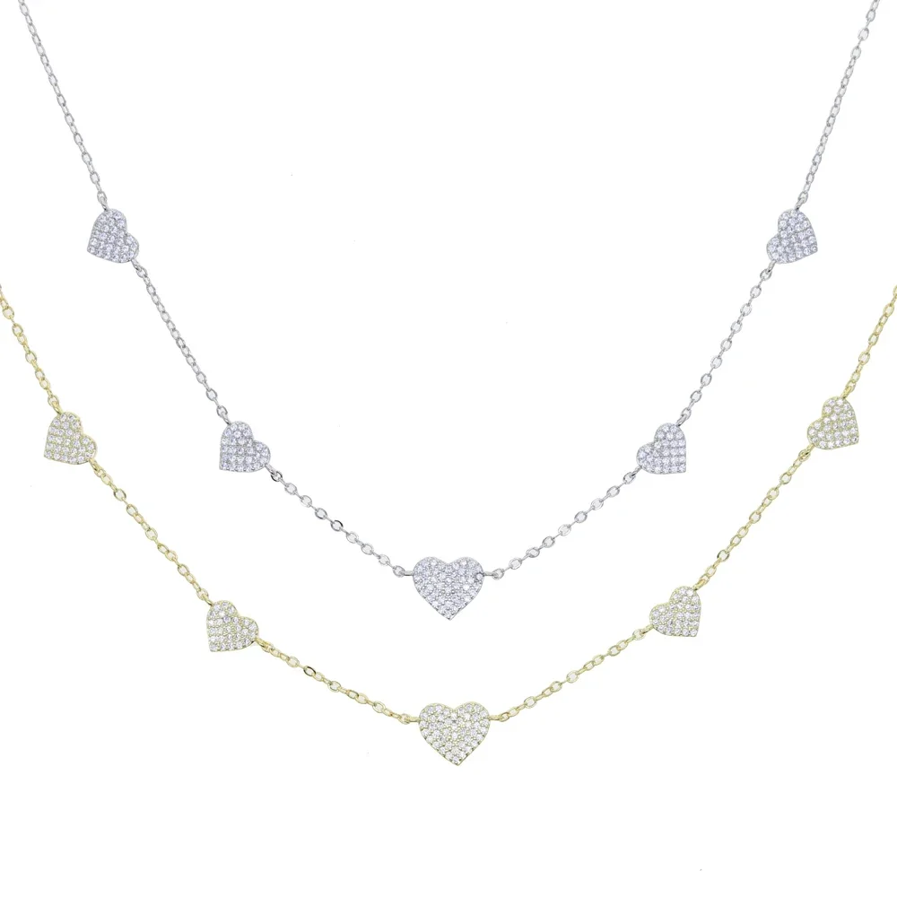 2025 Nieuwe Bling Micro Pave 5 STKS Hart Charm Ketting voor Vrouwen Minnaar Vriendin Gift Mode Luxe Sieraden - afbeelding 2