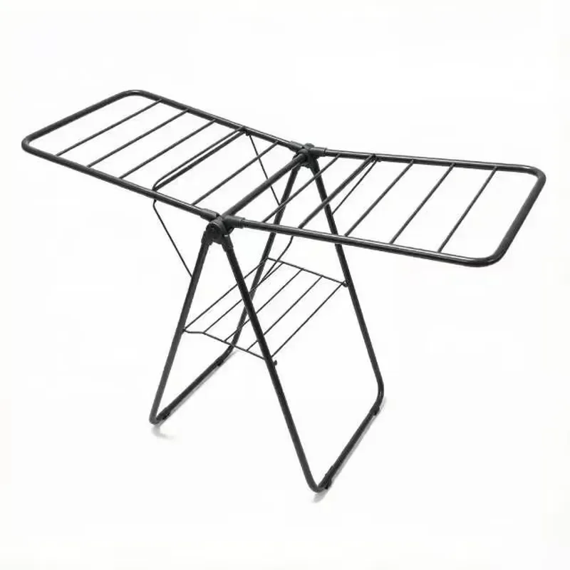 for Traditional Double Layer Foldable Iron Durable Powder Coated Balcony Bathroom Drying Rack Indoor Use