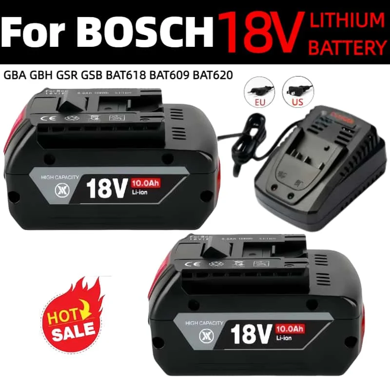 

NEW 10.0Ah 18V Battery for Bosch power tool BAT609, BAT609G, BAT618, BAT618G, BAT614 Rechargeable Li-ion 18650 batteries