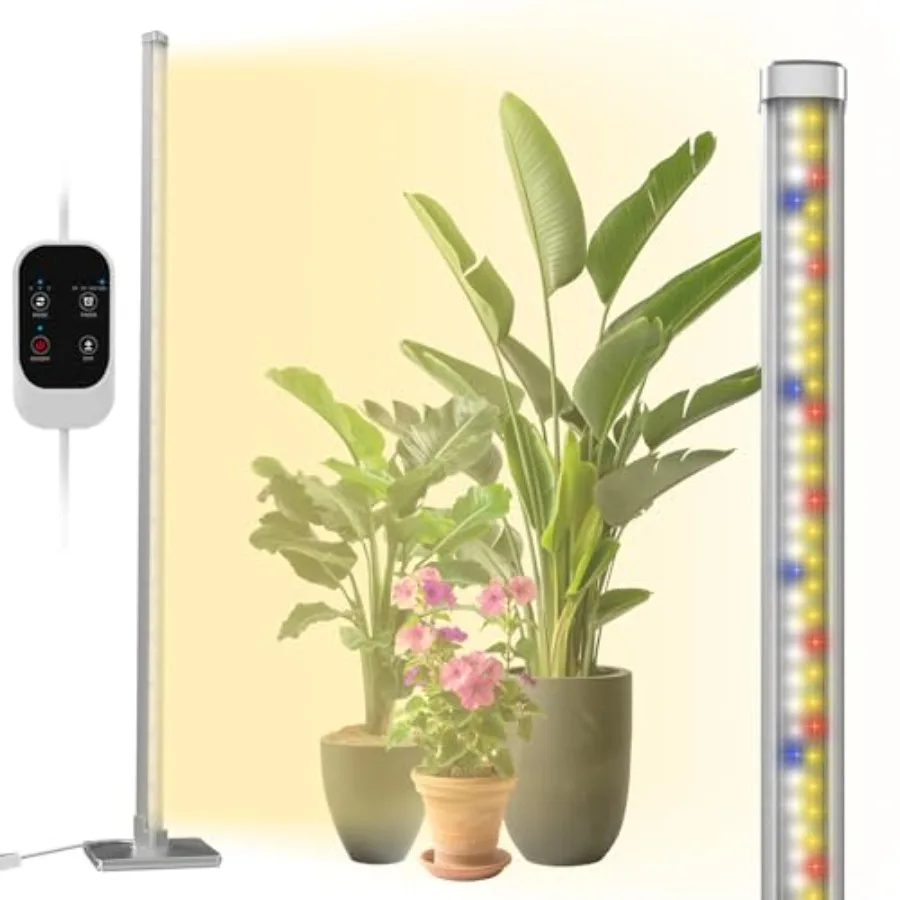 

36W Vertical Standing Grow Light with Auto-Timer for Indoor Plants 3 Light Modes 268 LEDs Detachable Full Spectrum Plant Lights