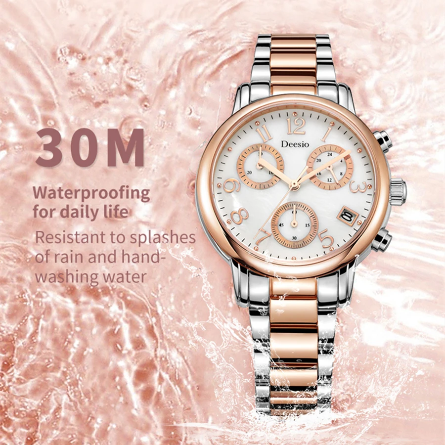 

Deesio Brand Design Luxury Ladies Quartz Watch Waterproof Japan Movement Complete Calendar Business Wristwatch Mother's Day Gift