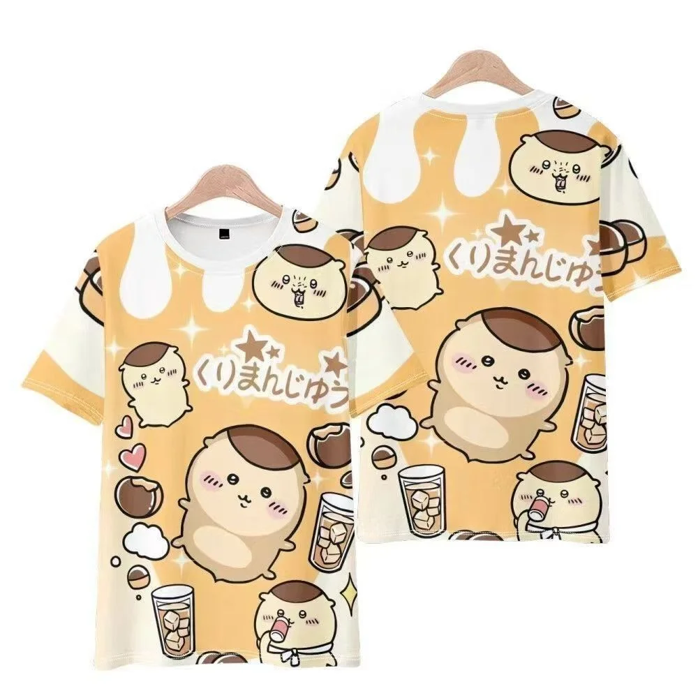 Chiikawa ist überall hier! Weiche, niedliche Cartoon-3D-Print-T-Shirts für Erwachsene Paare, Sportliche Freizeitkleidung, atmungsaktiv, kurze Ärmel, Familien-Matching – Detail 6