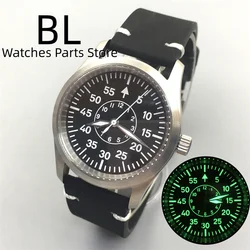 BLIGER 36mm/39mm NH35 Automatic Dive Pilot Men's Watch Micro Domed Sapphire Glass Green Luminous Dial Leather Strap Screw Crown