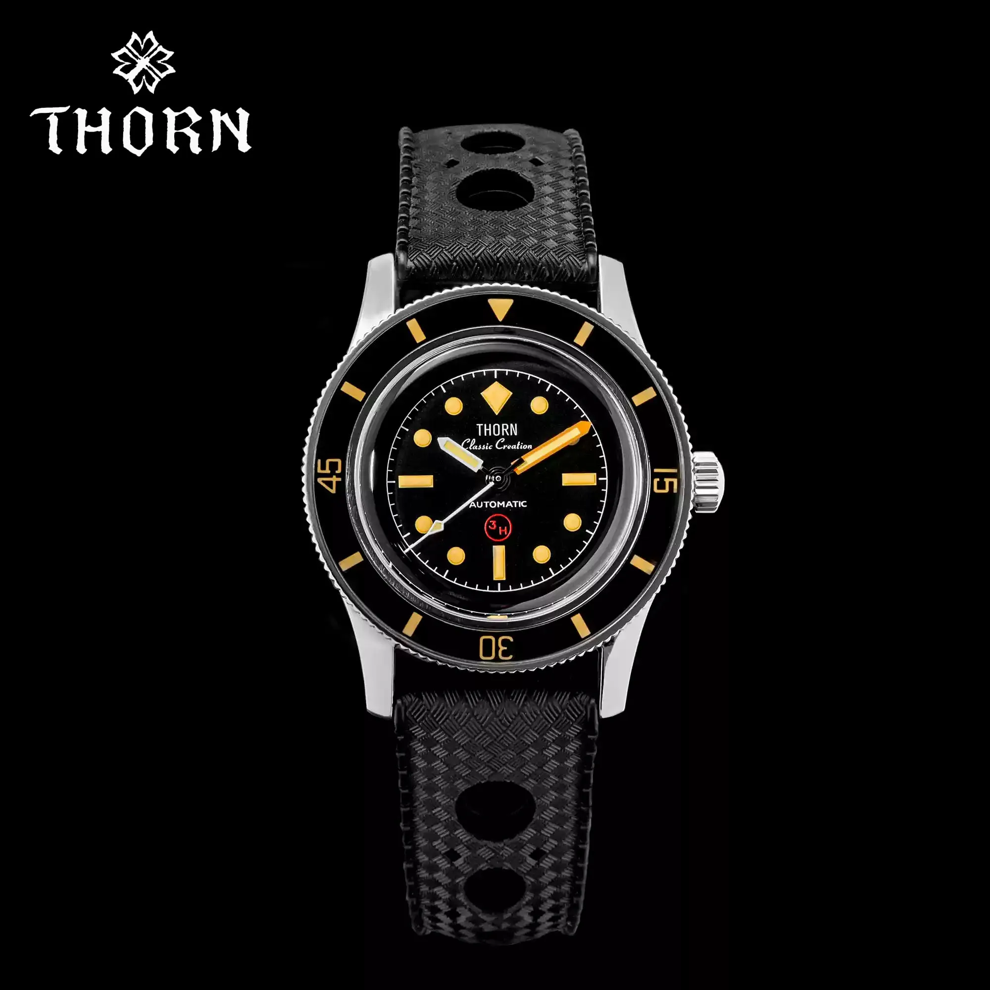 Thorn 38mm Vintage Watch For Men 50-Fathoms Titanium Case PT5000 Movement 20ATM Waterproof Sapphire Glass Luminous Diver Watches