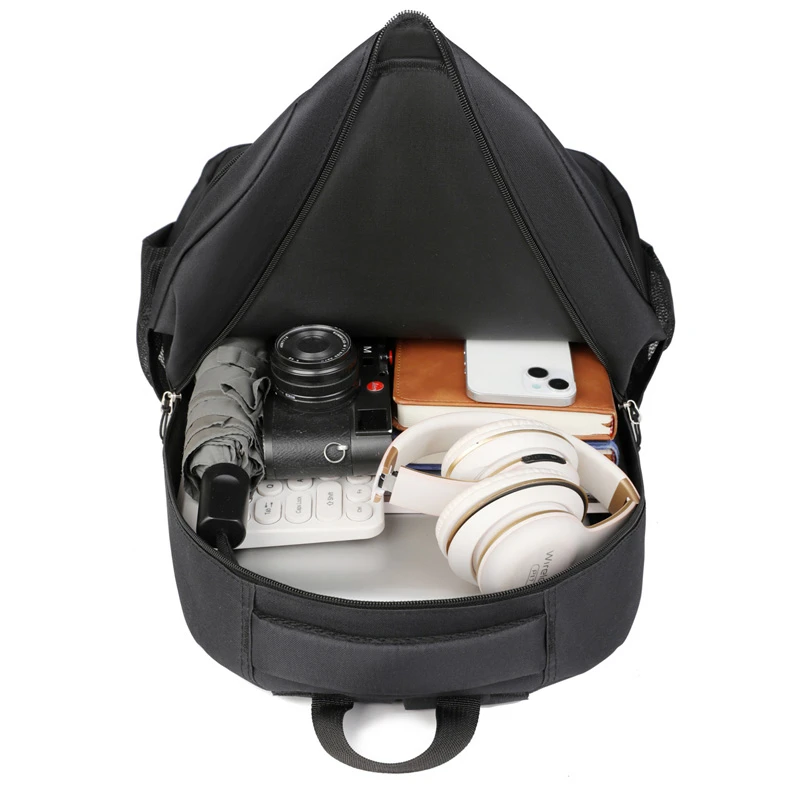 حقيبة ظهر عصرية كبيرة للسفر للرجال حقيبة أعمال للرياضات الخارجية حقيبة ظهر سوداء للتخزين