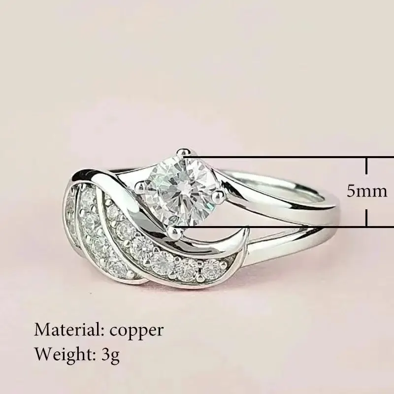 Classic Fashion Women Rings Metal Gold Color White Zircon Ring for Women Romantic Bride Girl Proposal Ring Wedding Jewelry Gift image 6