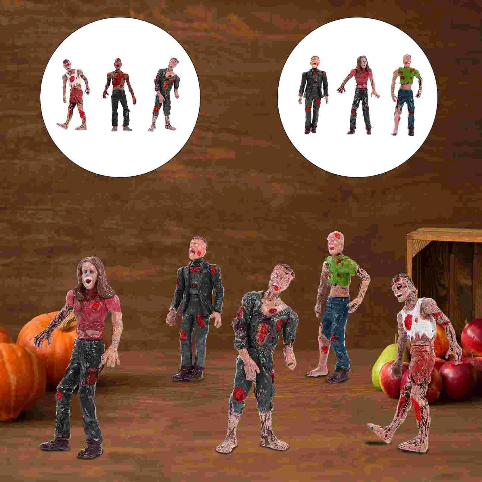 6 Pcs Zombie Toy Bloody Toys Horriable Model Villain Scary Simulated Prank Props Halloween Plastic