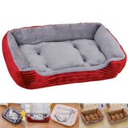 Bed for Cats Pet Products Cushions Kitten Goods Accessories Dog Cat Pet Square Plush Kennel Medium Small Dog Sofa Bed Cushion