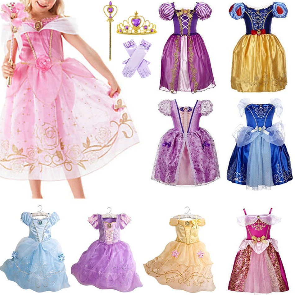 Party Rapunzel Cosplay Dress Snow White Costume Girl Yellow Pink Princess Dress Baby 2 3 4 5 6 7 8 9 10 Years