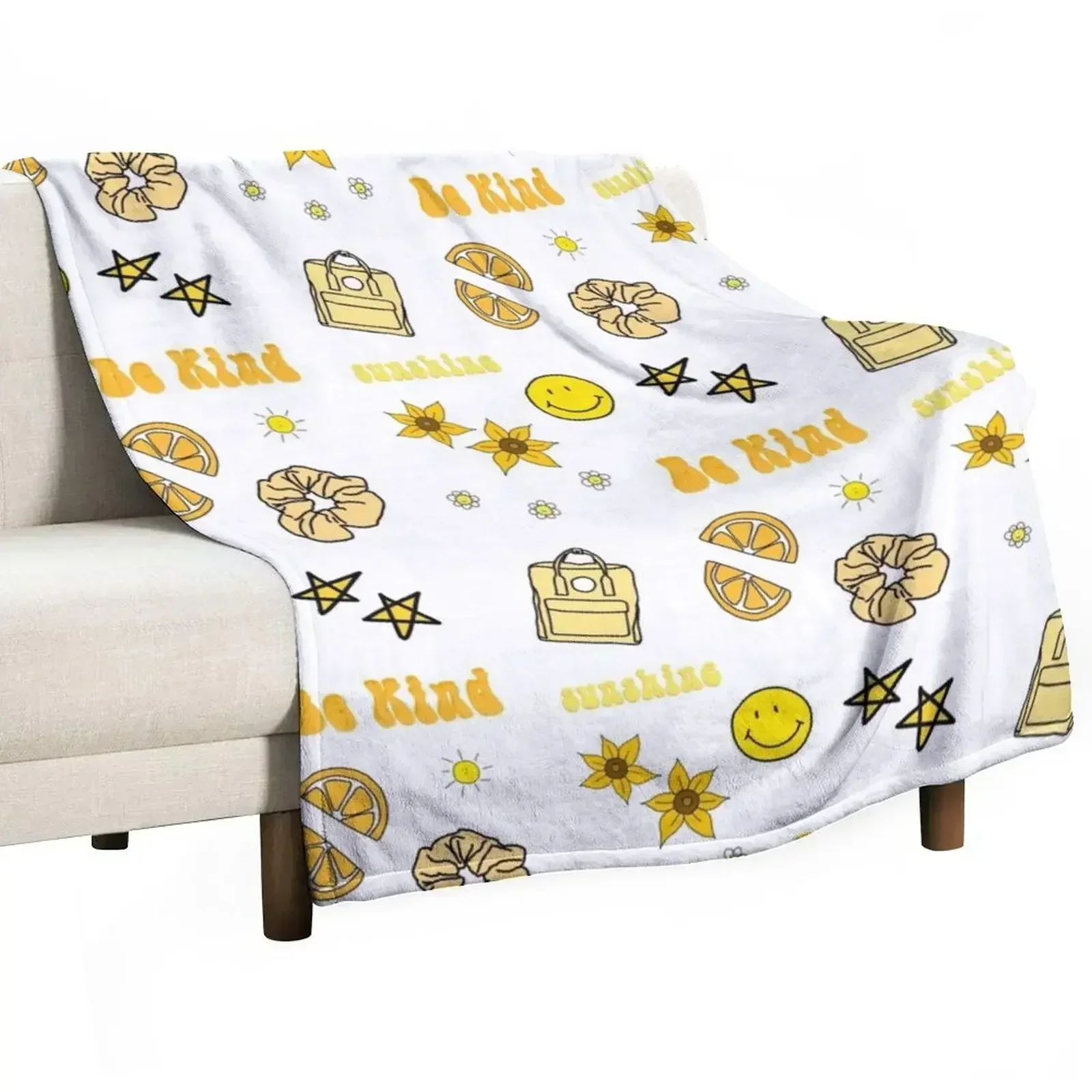 VSCO Girl Yellow Sticker Packet Throw Blanket Fluffy Cozy Throw Blanket for Home Decor
