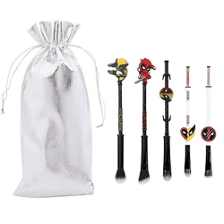 5pcs/set Marvel Deadpool and Wolverine Best Friends Makeup Brush Set Women Beauty Tool Professional Metal Brushes