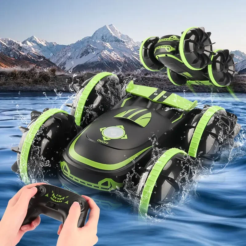 

2.4 GHz RC Boat Waterproof RC Stunt Car 4WD RC Car All Terrain Beach Pool Toy