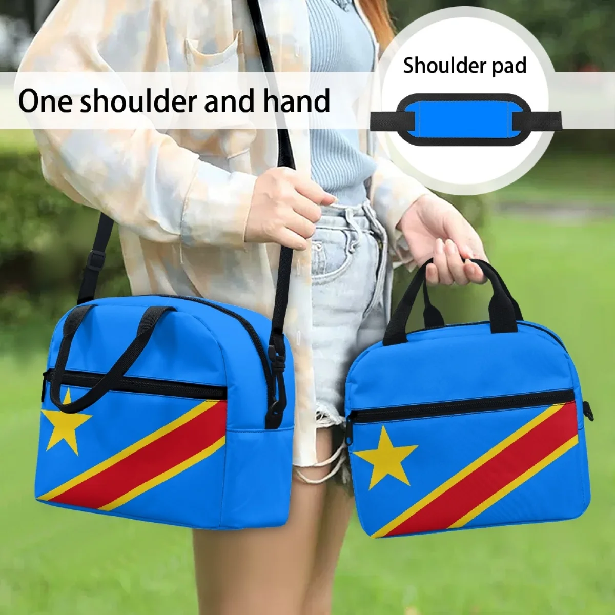 Lunch Pack Congo Country Flag Pattern Girls Boys Lunch Cooler Bag Material Dirt-resistant Sufficient Capacity Handbag Fashion