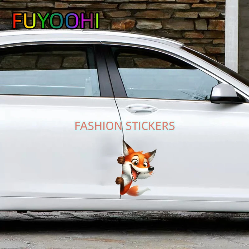 

FUYOOHI Fashion Stickers Funny Fox peeking Animal Waterproof Vinyl Decal Car Accessories Decor