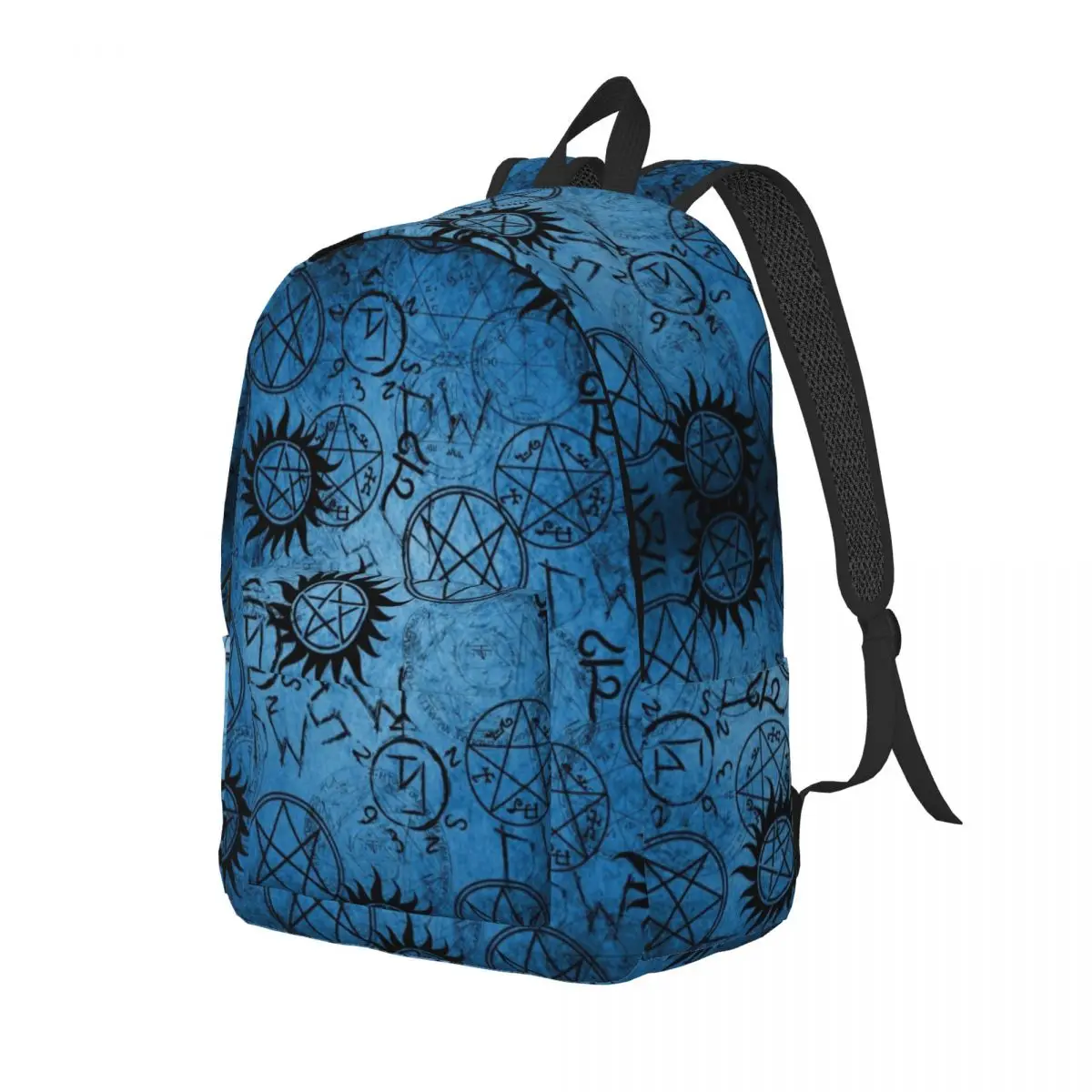 Supernatural Blue Printed Lightweight Casual Schoolbag For School, Outdoor, Shopping, Office 15.7in 17.7in