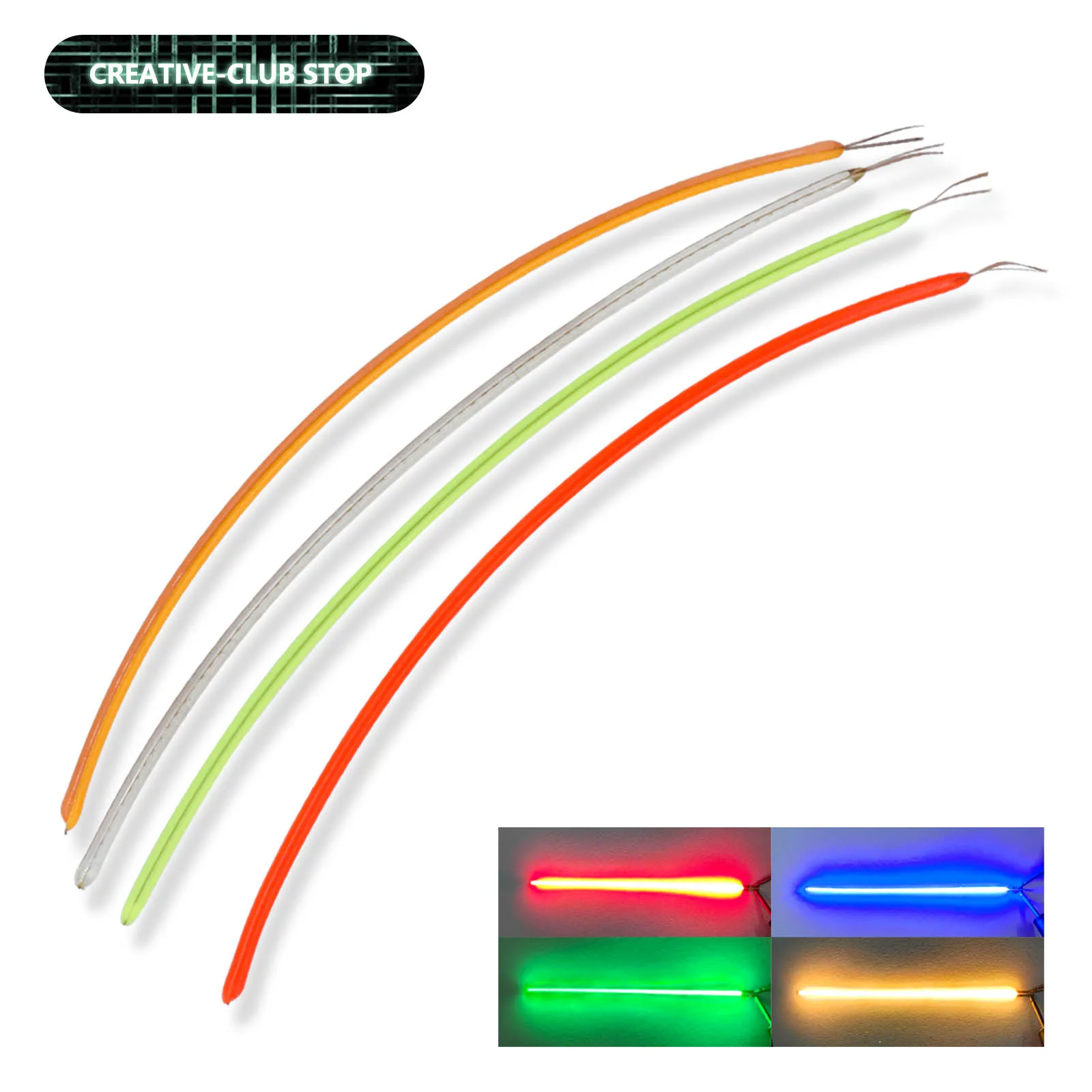 Elektrody w tym samym DC 3V LED Filament 110mm Czerwony Zielony Niebieski 2700K Elastyczny Filament Części do lamp COB LED Dioda Dekoracyjna DIY