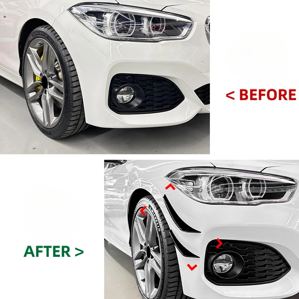 Car Front Bumper Side Canards For BMW 1 Series F20 F21 LCI M Sport 2015-2019 Splitter Fins Spoilers Door Bumper Guard Body Kits