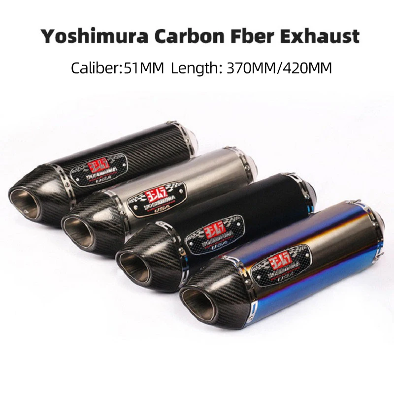 51MM Universal Yoshimura Carbon Fiber Moto Exhaust Muffler Pipe Escape For R1R3R25 GSXR750 Z900/1000 CBR1000 ETC R77 Exhaust