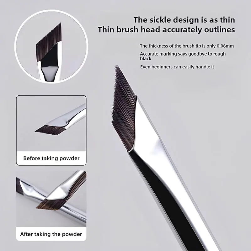 Angled Sickle Makeup Brush Foundation Brush Ultra Thin Fine Eyebrow Brush Detail Brush Thin Angled Eyeliner Makeup Tools