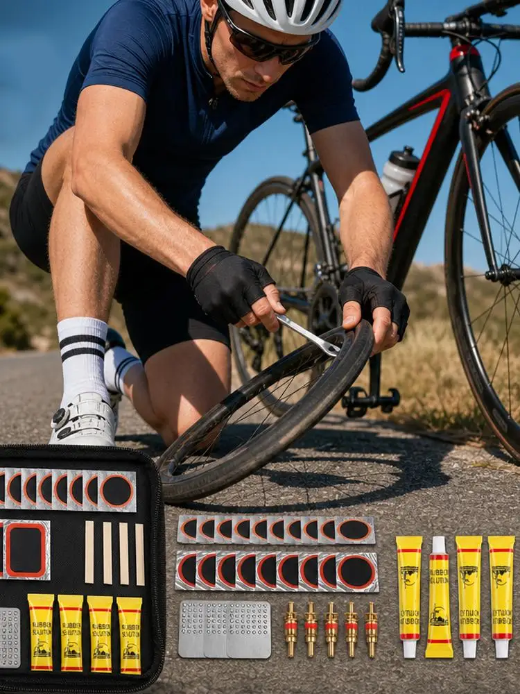 AliExpress NONE Bike Tire Repair Kit Portable Bicycle Emergency Tool Set with Carry Case for Road Mountain Bike Flat Tire Fixing MTB Gear