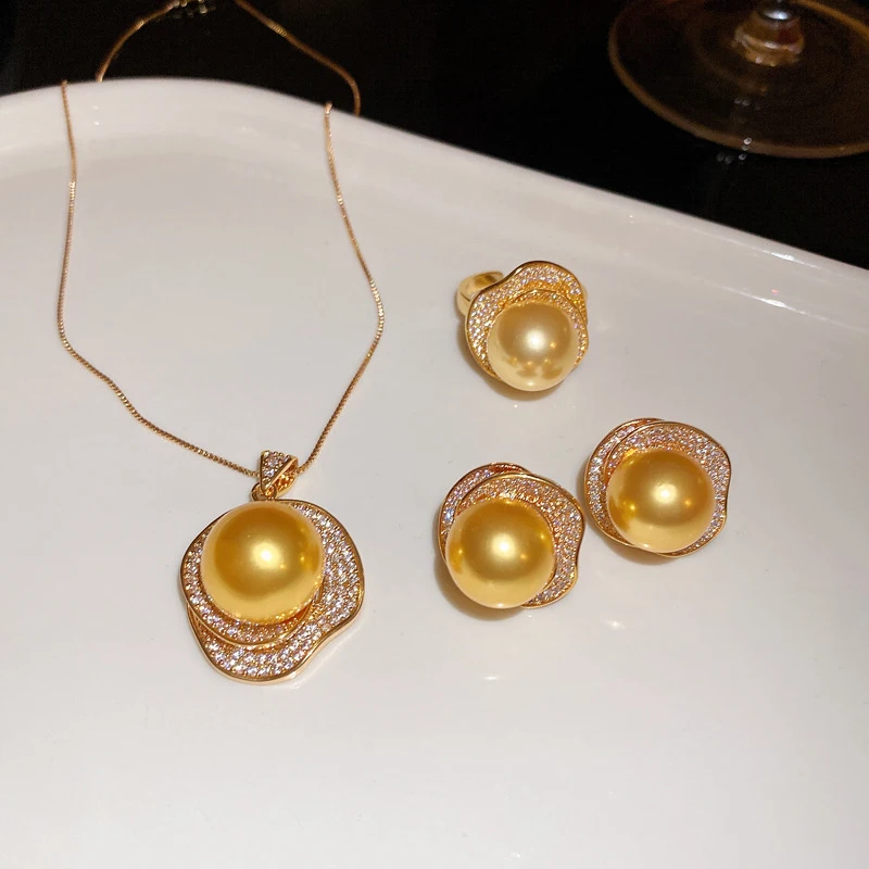 Perlenkette Ohrringe Ring Set Modisch Vielseitig Elegant Exquisites Geschenk Schlüsselbein-Kette Leichter Luxus Hochwertige Accessoires