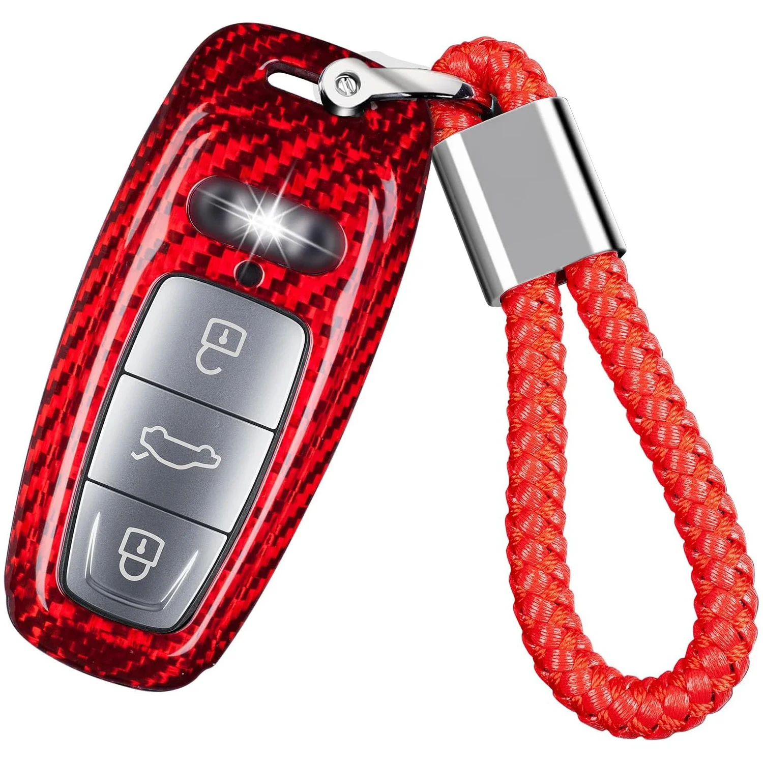 

Key Fob Cover For Audi With Keychain, Glass Fiber Key Case Protector For Audi A3 A6 A7 A8 A8L E-Tron Q7 Q8 RS6 RS7 S3 S6 S7 SQ7