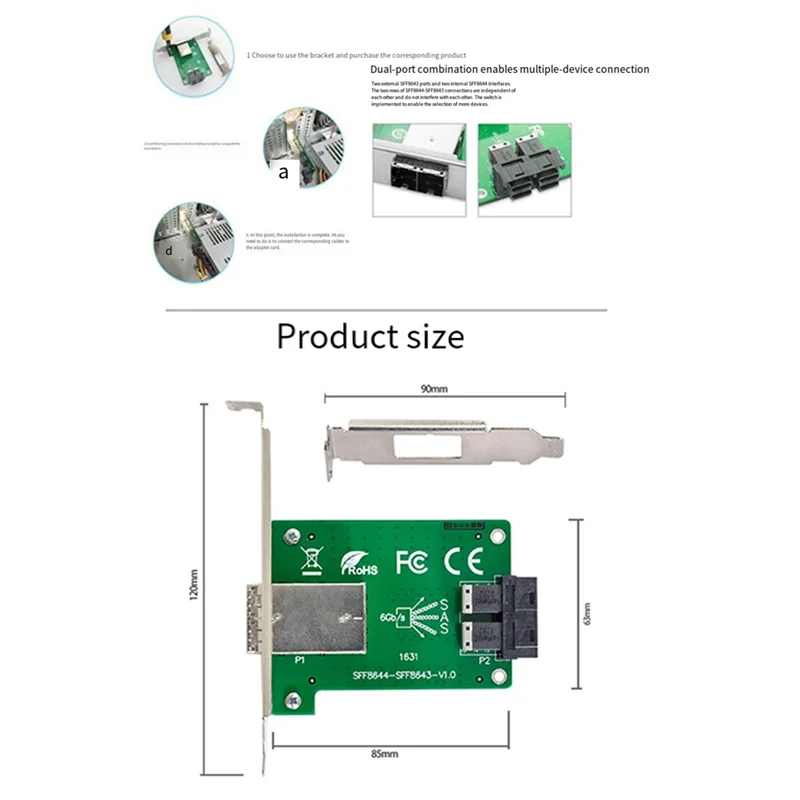 

TA-SFF-8643 12G Mini SAS HD Riser Card 2-Port SFF-8644 Expansion Interface- XIC4383