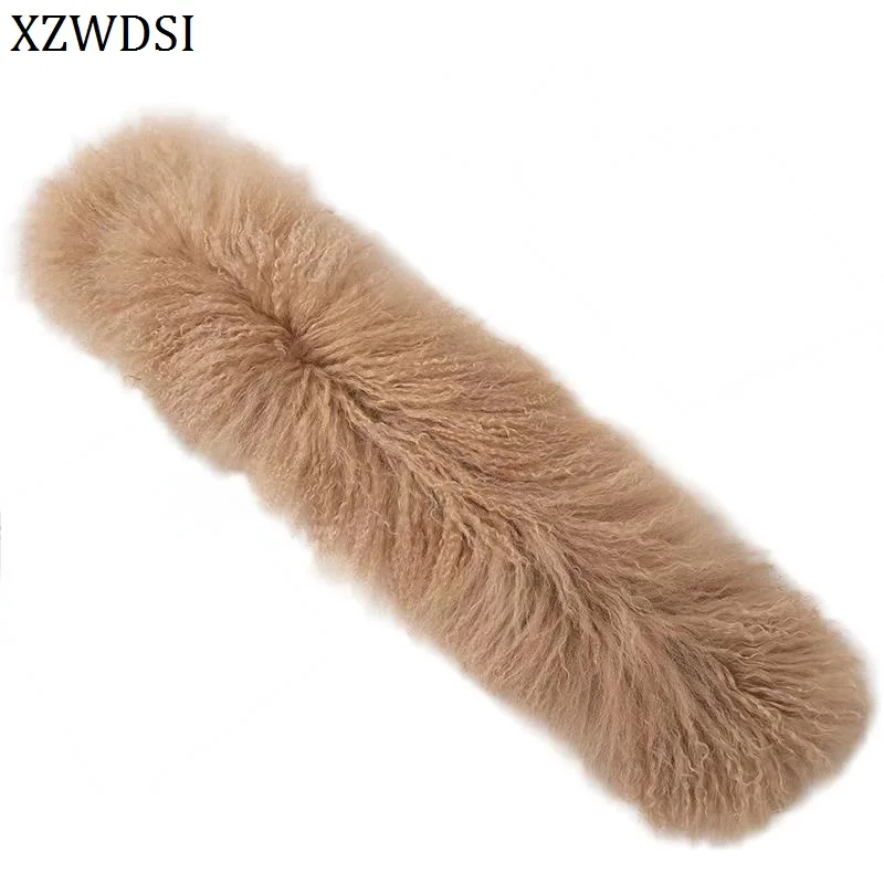 

Монгольские меховые шарфы ягненка, женские зимние теплые шаль из натуральной шерсти, меховой шарф-глушитель