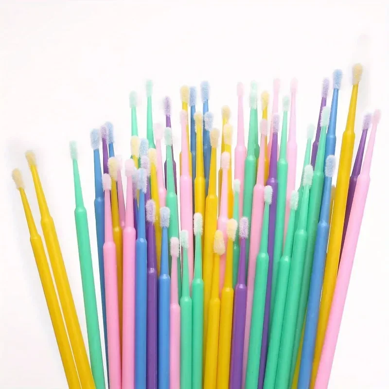 100 قطعة/عبوة من أعواد القطن الصغيرة، تطبيق دقيق لتطعيم لاصق الرموش يستخدم لتنظيف المكياج والرموش