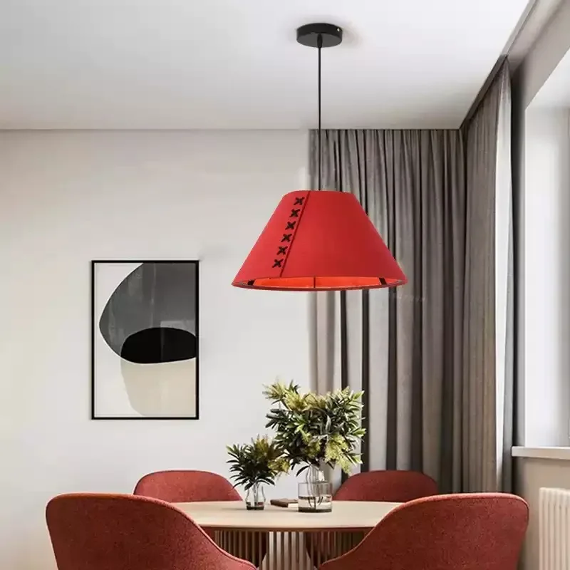 Modern Design 40/60CM Handmade Felt Red Pendant Light Hanging Lamp Dining Living Room Interior Decoration Eco-Friendly Lamp