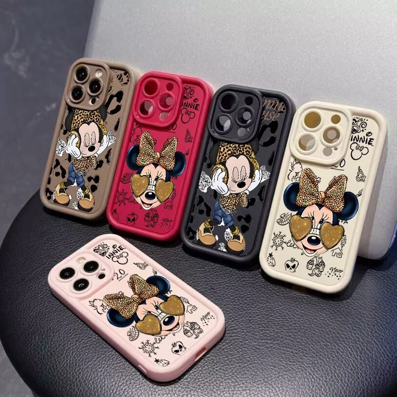 Funda con estampado de leopardo de Mickey Mouse para Samsung Galaxy S25 S24 S23 S22 Plus Ultra FE A55 A56 A54 A35 A36 A07 A17 A16 A15 A14