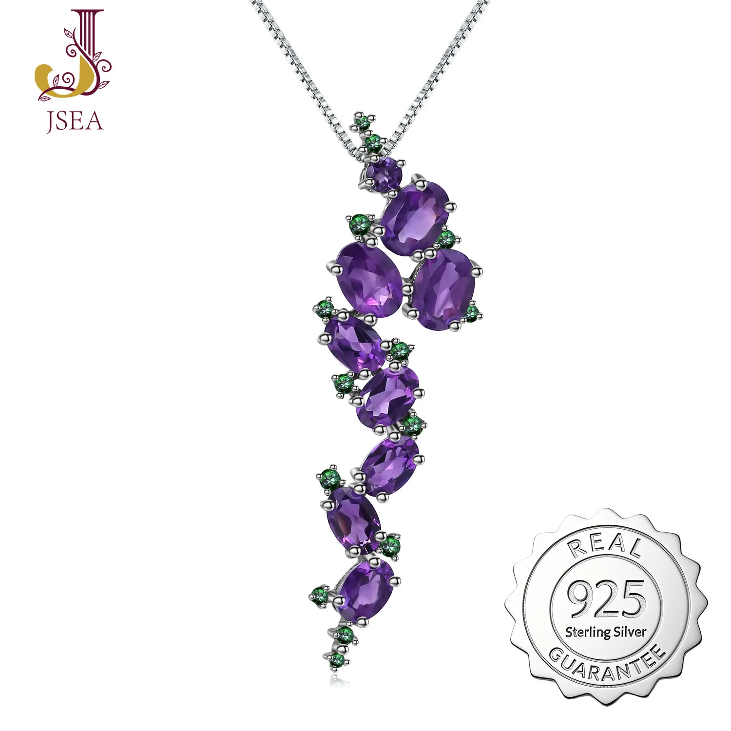 

Luxury Pendant Necklace with High-End Feel - S925 Silver Natural Amethyst Pendant, Elegant Gemstone Jewelry for Women