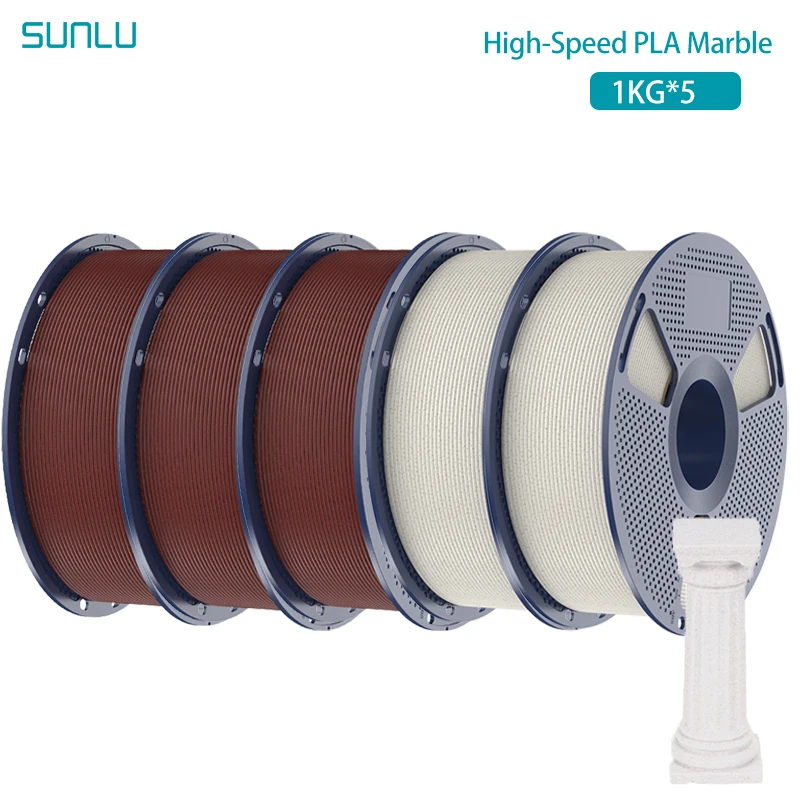 SUNLU High-Speed PLA Marmer Filament 5KG 1,75mm 1kg Spoel (2,2lbs) High Speed Print Filament Geschikt voor de meeste FDM-printers uit EU US UK