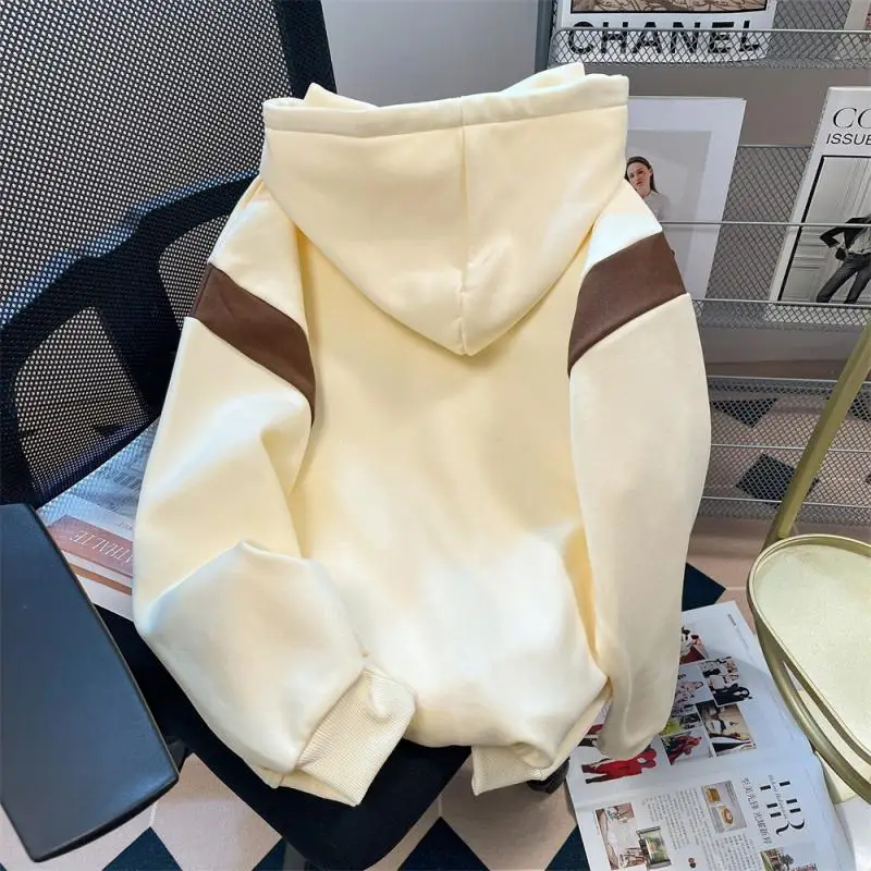 Women's Fall/Winter Fleece-Lined Oversized Hooded Sweatshirt – Cozy, Relaxed Fit Open-Front Hoodie with Stylish Design