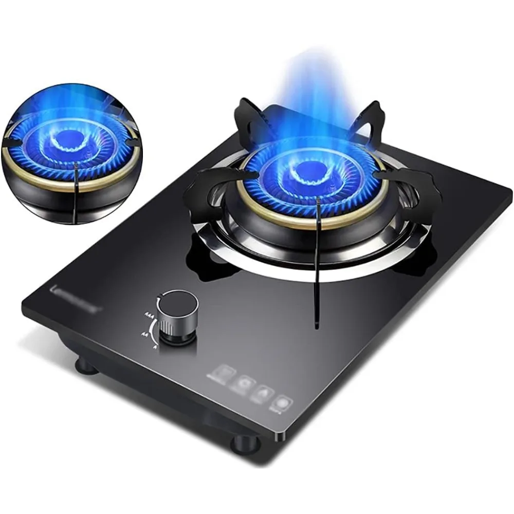 

Burners Gas Hob Portable Home Kitchen Gas Hob，Built in Gas Hob 1 Burner with FFD/FSD,Black Glass(Gloss)，Easy to Clean [Energy Cl