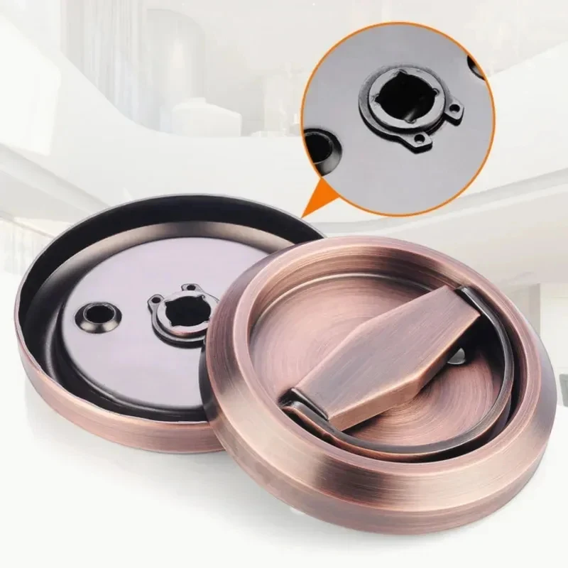 Heavy Duty Stainless Steel Hidden Door Lock, Flush Mount Concealed Pull Ring Lock for Indoor Room Home Security Use