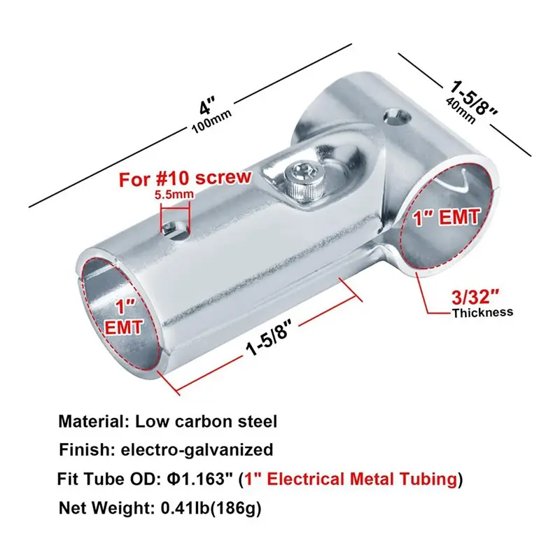 ABYO المحملة المشابك، سلسلة ربط السياج ل 1In إطار أنبوب دائري، 10 مجموعات T الأنابيب المشبك موصل في الكربون الصلب