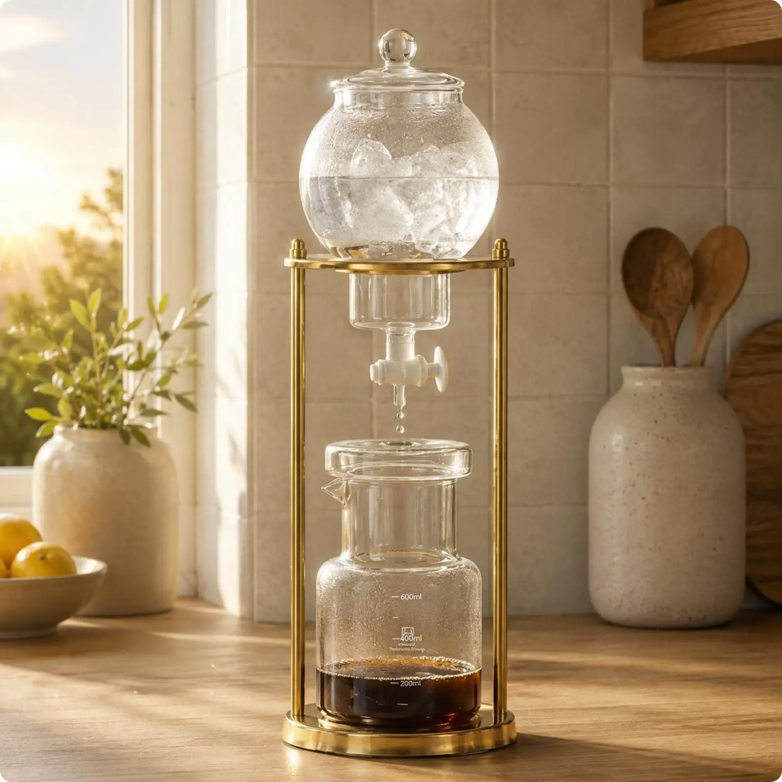 Drip Coffee Maker Cold Brew Carafe Glass and Stainless Steel for Personal Use Kitchen Coffee Server