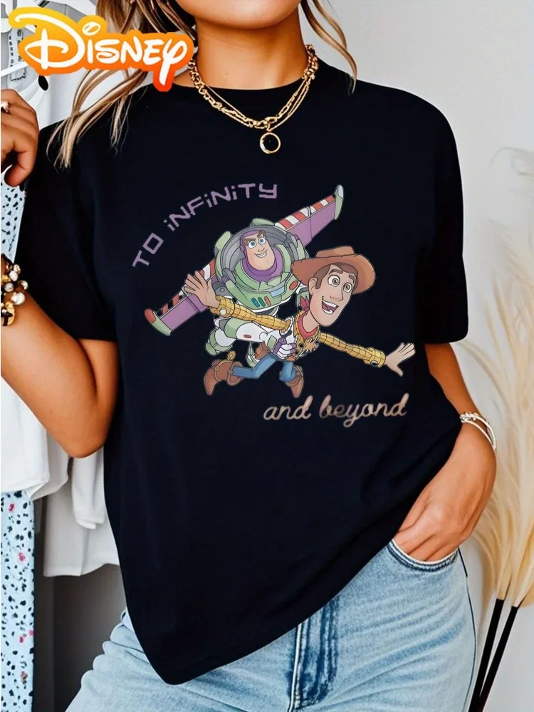 

Женская футболка с короткими рукавами и круглым вырезом с принтом «История игрушек Диснея», удобная футболка с рисунком, модная хлопковая одежда