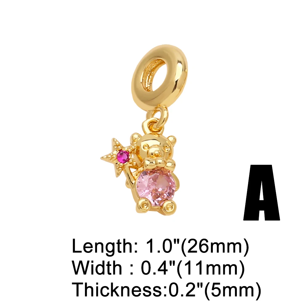 OCESRIO Crystal Candy Bear Pendant for Necklaces Bracelet Copper Gold Plated CZ Palm Tree Jewelry Making Component pdtb488