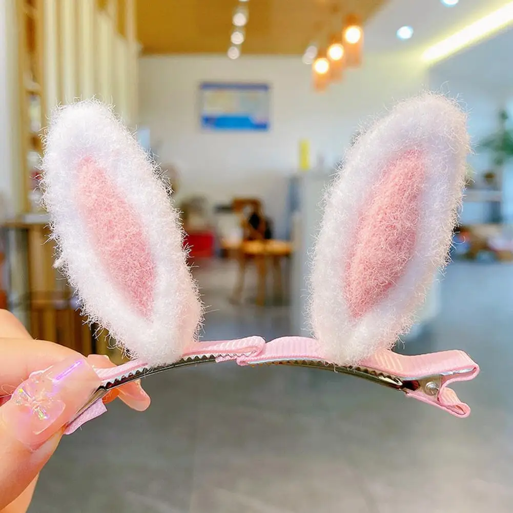 Stylish Rabbit Ear Hairpin Plush Rabbit Ear Hair Clips for Women Girls Bunny Ear Duckbill Barrettes for Photo Props Birthday